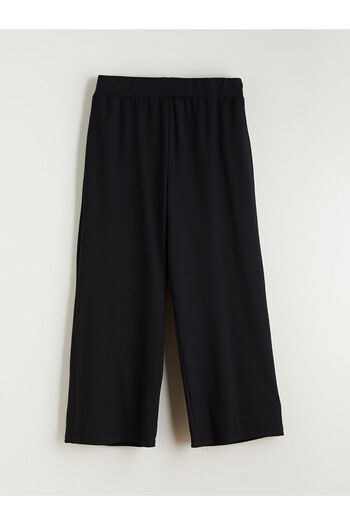 LC Waikiki Black Elastic Waist Wide Leg Women's Trousers