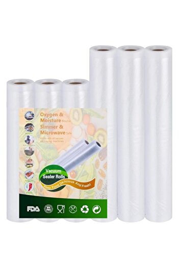 Generic X spring Vacuum Sealer Rolls, 6 Pack BPA Free Heavy Duty Vacuum Sealer Bags, Sealed Fresh Keeping Ba