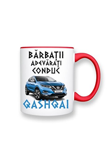 OEM Customized mug for car enthusiasts with message: 'Real men drive Qashqai', Betaprint, white with red