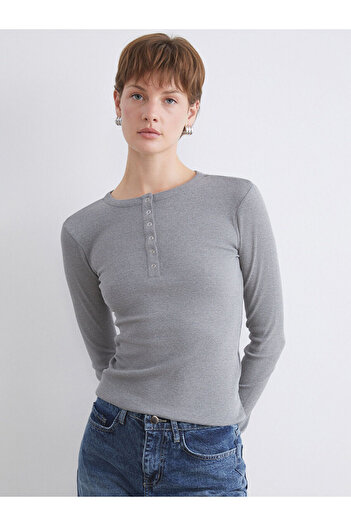 LC Waikiki Anthracite Crew Neck Women's Bodysuit