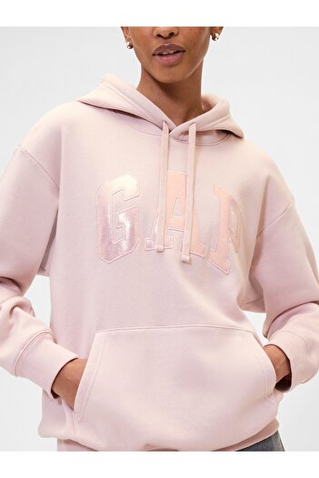 GAP Kadın Açık Pembe Logo Fleece Sweatshirt