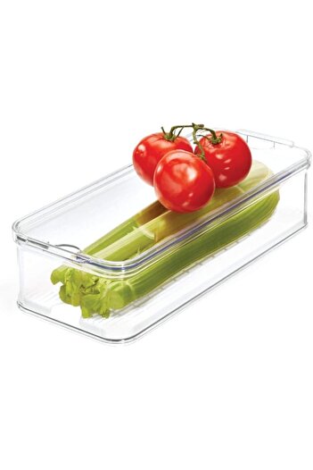 Generic Idesign Crisp Stackable Refrigerator And Pantry Produce Crisp Bin, Clear/White, Id71340Es