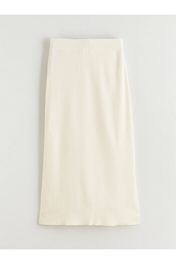 LC Waikiki Ecru Elastic Waist Knitwear Skirt