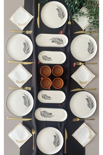 Yiğit Seramik Züccaciye Black Palm 6 Person 14 Piece Breakfast Set (3)