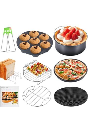 Generic Toworld 8-Inch Air Fryer Accessories with Recipe Cookbook, Perfect for Air Fryer Ovens, Microwaves a