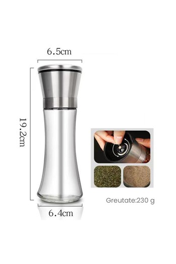 Flippy Manual Bean Grinder, Flippy, 19.2 x 6.4 cm, volume 200 ml, Transparent with Stainless Steel Lid
