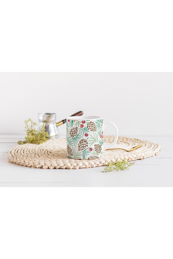 EYBaskı Tasarım Christmas-Themed Printed Mug with Coaster as a Gift