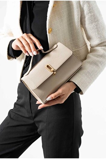 grand coco Women's Stylish Mink Gold Buckle Hand and Shoulder Bag