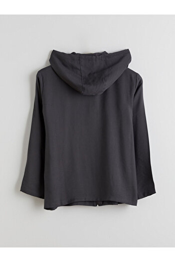 LC Waikiki Anthracite Hooded Women's Cardigan