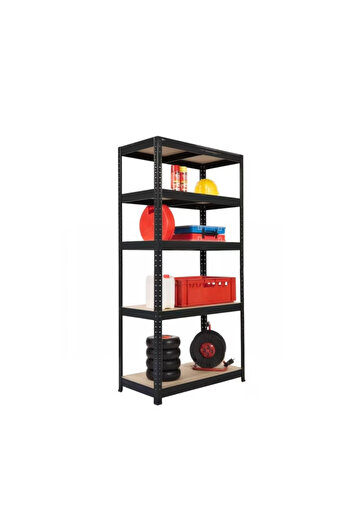 Handlekraft Metal storage shelf, 180x90x45 cm, 5 shelves, steel frame material, Black