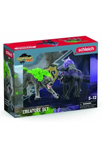SCHLEICH Interactive Play Set Schleich, Eldrador Creatures, Shadow Wolf and Granite Wolf, Multicolor, 24.5x19