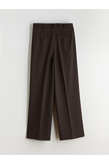 LC Waikiki Brown Loose Fit Striped Women's Pleated Pants
