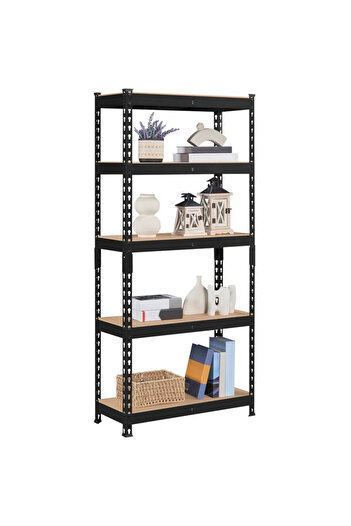 Handlekraft Metal shelf for organized storage, 5 height-adjustable shelves, 875kg capacity, 200x90x40cm, Black