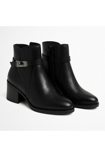 GARKONY Women's Black Genuine Leather Ankle Boots Devon