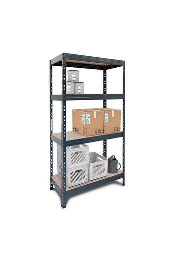 Handlekraft Metal storage shelf, 1800 x 1000x 400 mm, 4 shelves, 875 kg/shelf, steel frame material, black