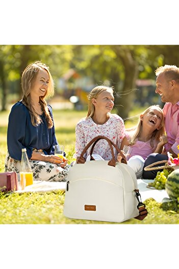 Flippy Thermal Lunch Bag, Multifunctional, Compartmented, Waterproof, 26x14.3x21.2 cm, Cream