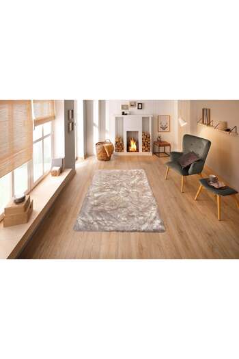 LUNA HOME Sammo synthetic fur rug, very soft and fluffy, gray, 160x230 cm