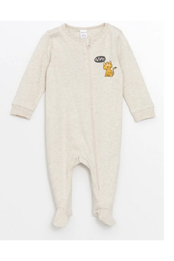 LC Waikiki Lcw Baby Ecru Printed Baby Boy Romper