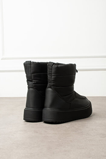 Archi Thick Soled Comfortable Winter Durable Fabric Black Snow Boots