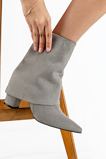 Yel'iz Shoes&Slipper Kadın İçin Şık Süet Topuklu Bilek Boy Bootie Bot