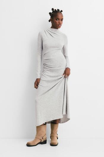 Pull & Bear Soft touch gathered midi dress
