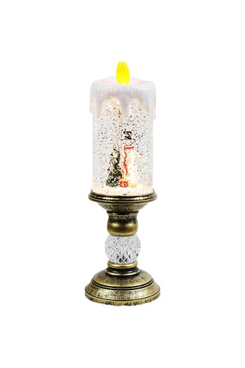 Flippy Decorațiune, Flippy, cu lumină LED, Sfeșnic ornamental, Lumânare om de zăpadă, 26x8.5x8.5 cm, Auriu