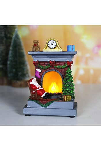 Flippy Christmas Fireplace, Flippy, Fireplace, Fireplace Santa Claus, Flame LED Lighting, 13.5 x 9 x 6 cm
