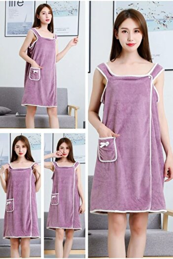 OBRO Portable 2-in-1 Bathrobe and Towel, Quick-Dry, Purple