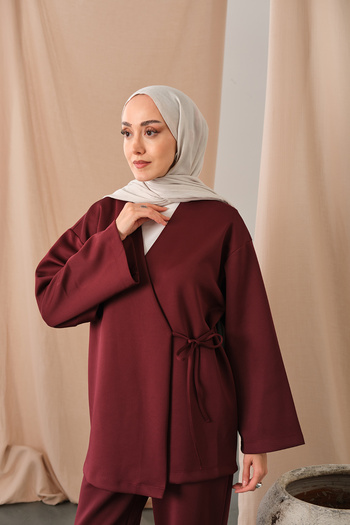 LOCCO Women's Side Tie Suit Burgundy