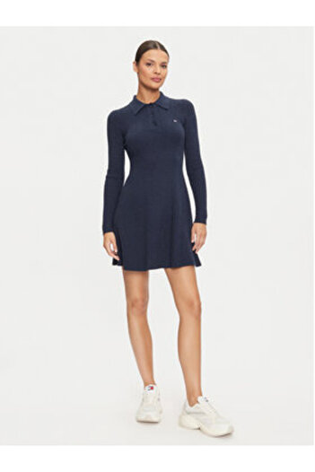 Tommy Jeans Rochie tricotată pentru femei DW0DW19658 Albastră