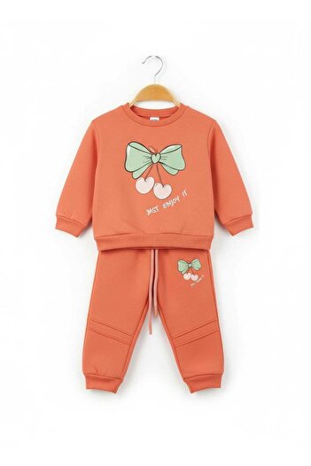 NiLi Girls' Style Cherry Printed Winter Tracksuit Set
