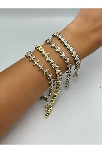 MyladyAccessoriess Steel Bracelet with Nail and Zircon Stone Detail