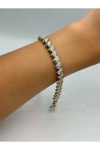 MyladyAccessoriess Double Color Zircon Stone Detailed Steel Bracelet