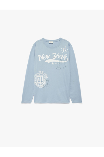 Koton Crew Neck Cotton Printed Long Sleeve T-Shirt
