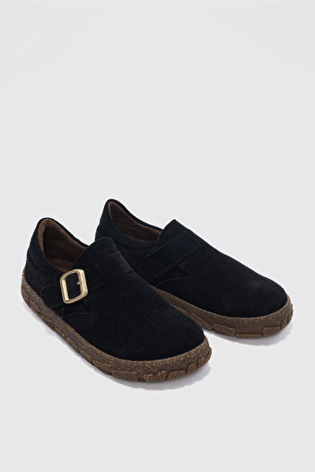 selinshoes Cerina Сует Тканина Золота Регульована Застібка Деталізовані Жіночі Лофери - ЧОРНИЙ СУЕТ