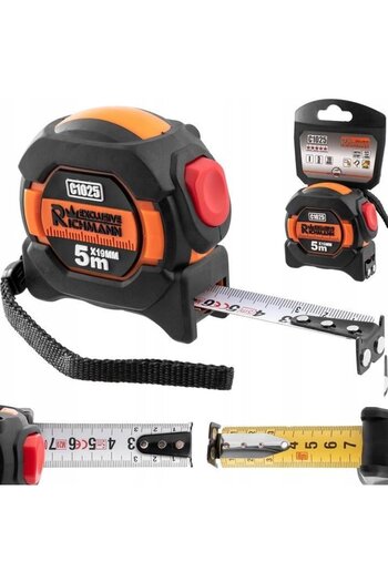 richmann exclusive Magnetic Measuring Tape with Auto Stop 5m x 19mm, Double-Sided,
