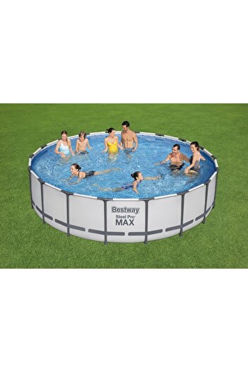 BESTWAY Piscina structura metalica, rotunda, cu filtru, pompa, scara, prelata acoperire, gri, 549x122 cm, Be