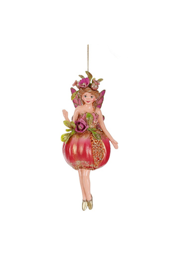 BraziPremium By OLLMA Fairy tree ornament with pomegranate-shaped dress, 16 cm, pink
