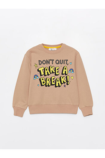 LC Waikiki Crew Neck Printed Long Sleeve Girl's Sweatshirt