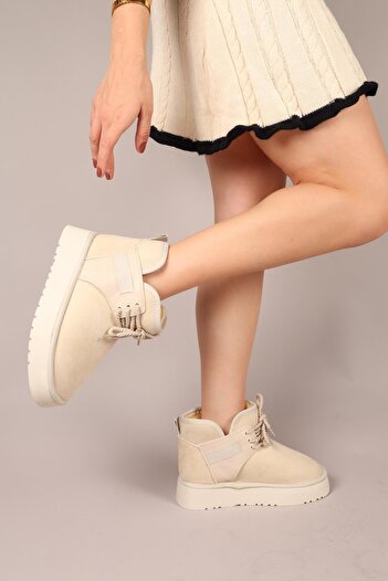Birikon Puff Suede Boots with Faux Fur Inside Ten