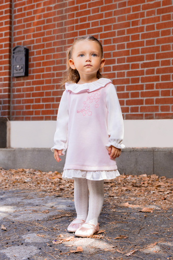 Miny Center Velvet Baby Girl Dress with Ruffle Detail on the Collar