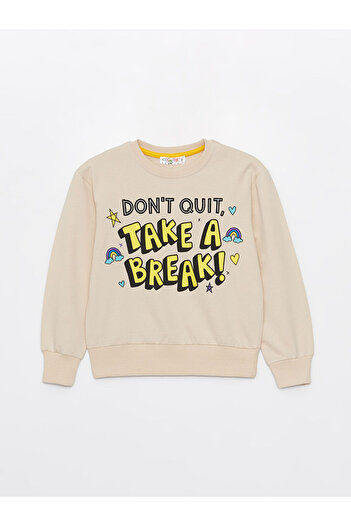 LC Waikiki Crew Neck Printed Long Sleeve Girl's Sweatshirt