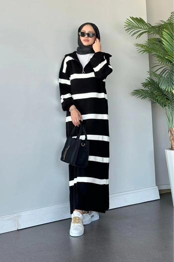LOBOLIC Comfortable Fit Striped Long Knit Dress