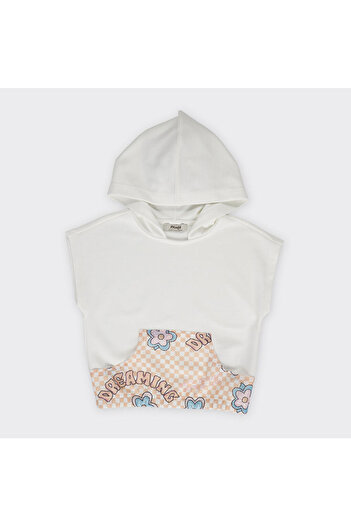 LC Waikiki Girl's Patterned Kangaroo Pocket Hooded Sweatshirt