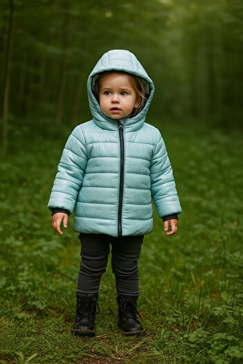 Merdia Girl's Outerwear Shiny Glittery Inside Fur Lined Hooded Coat (Water and Windproof)