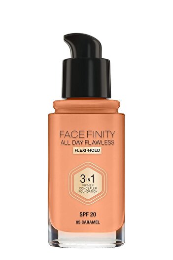 Max Factor Fond de ten Facefinity All Day Flawless 3 în 1 în nuanța Caramel 85 – Primer, Corector și Fond de ten