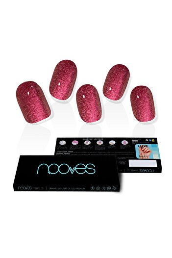 Nooves - Nail Gel Strips, Ruby Claret, Red, 20 Pieces, Premium Gel Nails, Nail Stickers