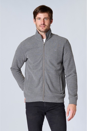 Twister Jeans Esw 2956 Stand Collar Zippered Thessaloniki Pocket Men's Cardigan Gray