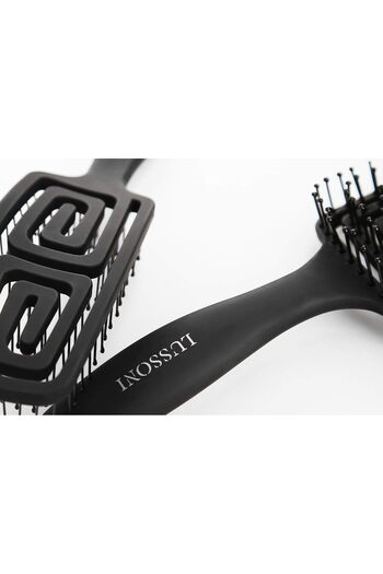 TB TOOLS FOR BEAUTY LUSSONI Flexible Hair Brush, Detangling Brush, Antistatic Styling Brush, Black,