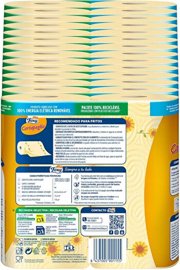 Foxy Cartapaglia | Kitchen Paper 28 Rolls | Recommended for Fried Foods | Decorated | FSC Certified
